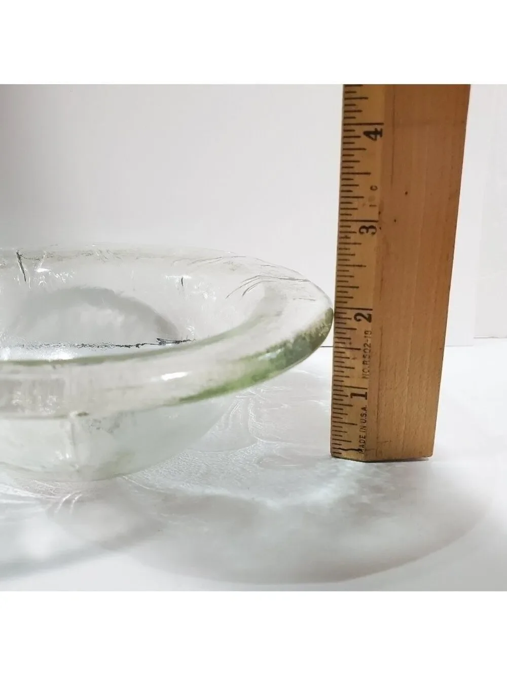 Pier1 Imports Handblown Glassware floral embossed cabbage leaf bowl